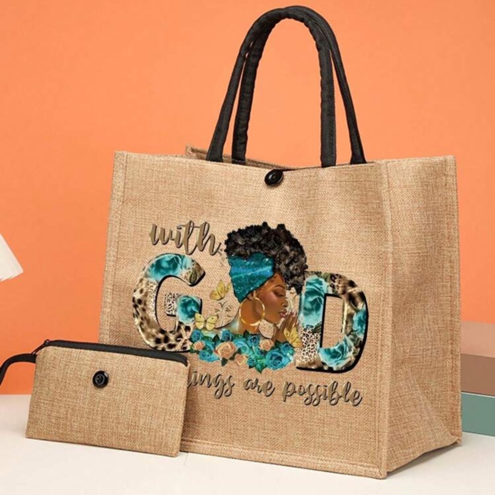 159.  With God All Things Are Possible Tote with Wristlet